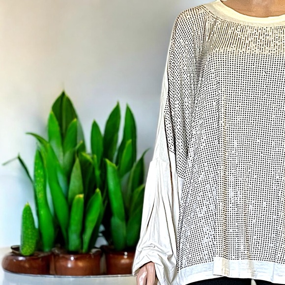 NWT Vocal Ivory Dolman Long Sleeve Rhinestone Top - Picture 7 of 16